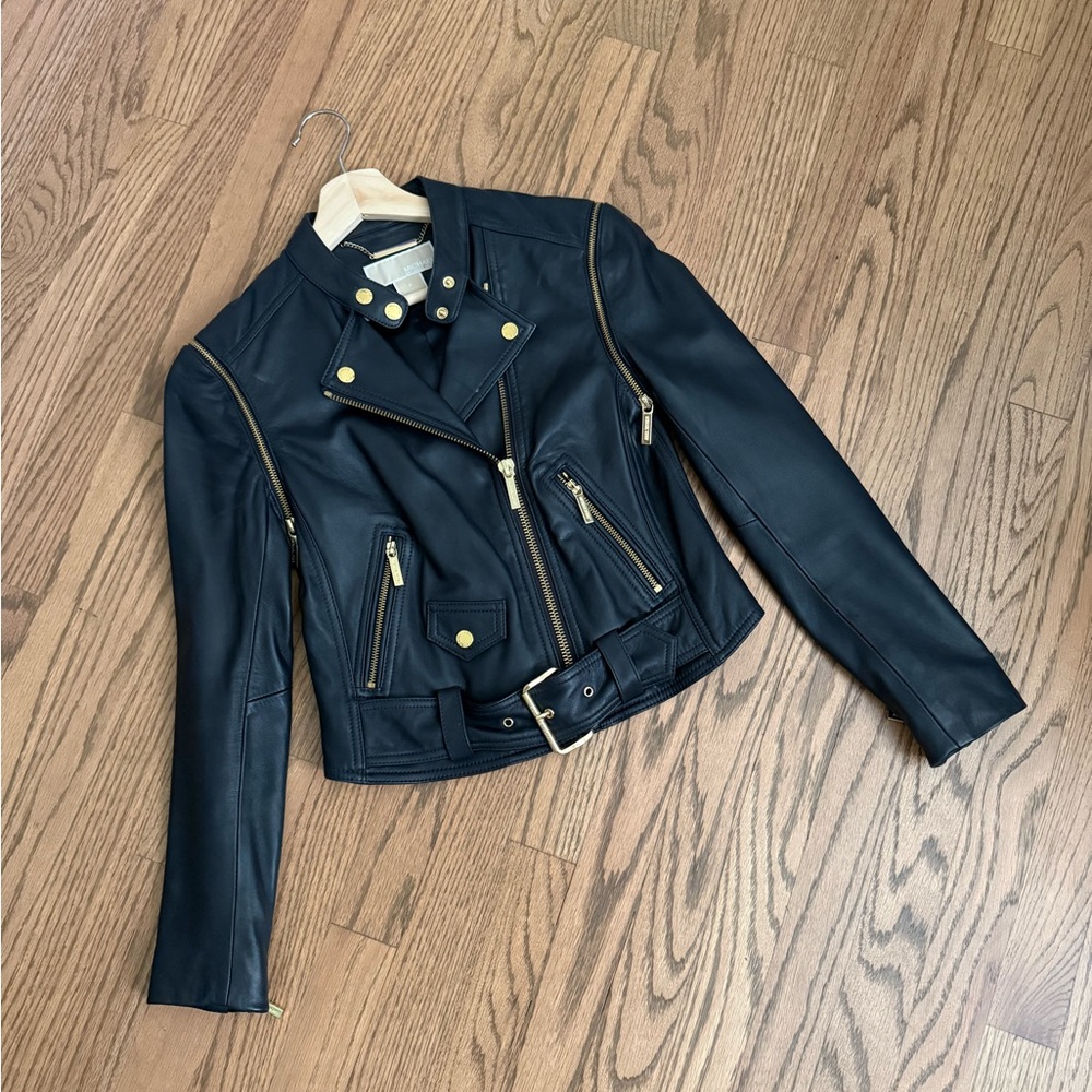 MICHAEL KORS Navy Women's Leather Jacket